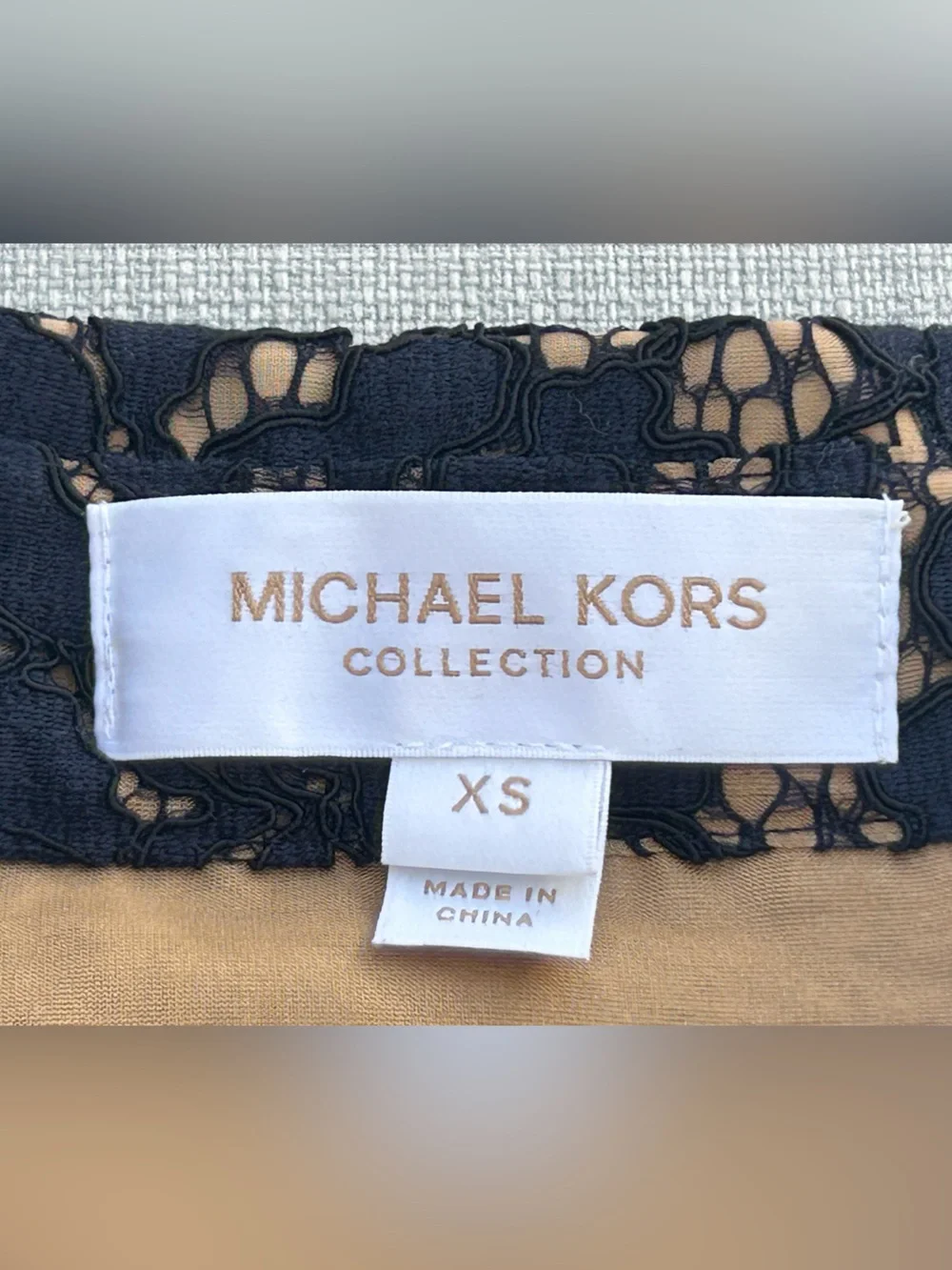 Michael Kors Collection Midnight Scalloped Lace Short Sleeve Shirt Top Blouse XS
